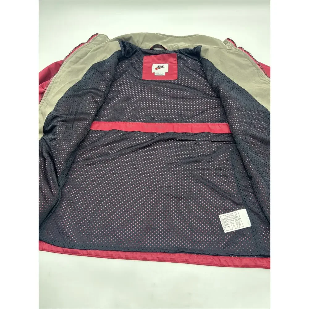 VINTAGE Nike Jacket Full Zip Front Maroon Jacket Pockets Swoosh Women’s Size L - Picture 8 of 11